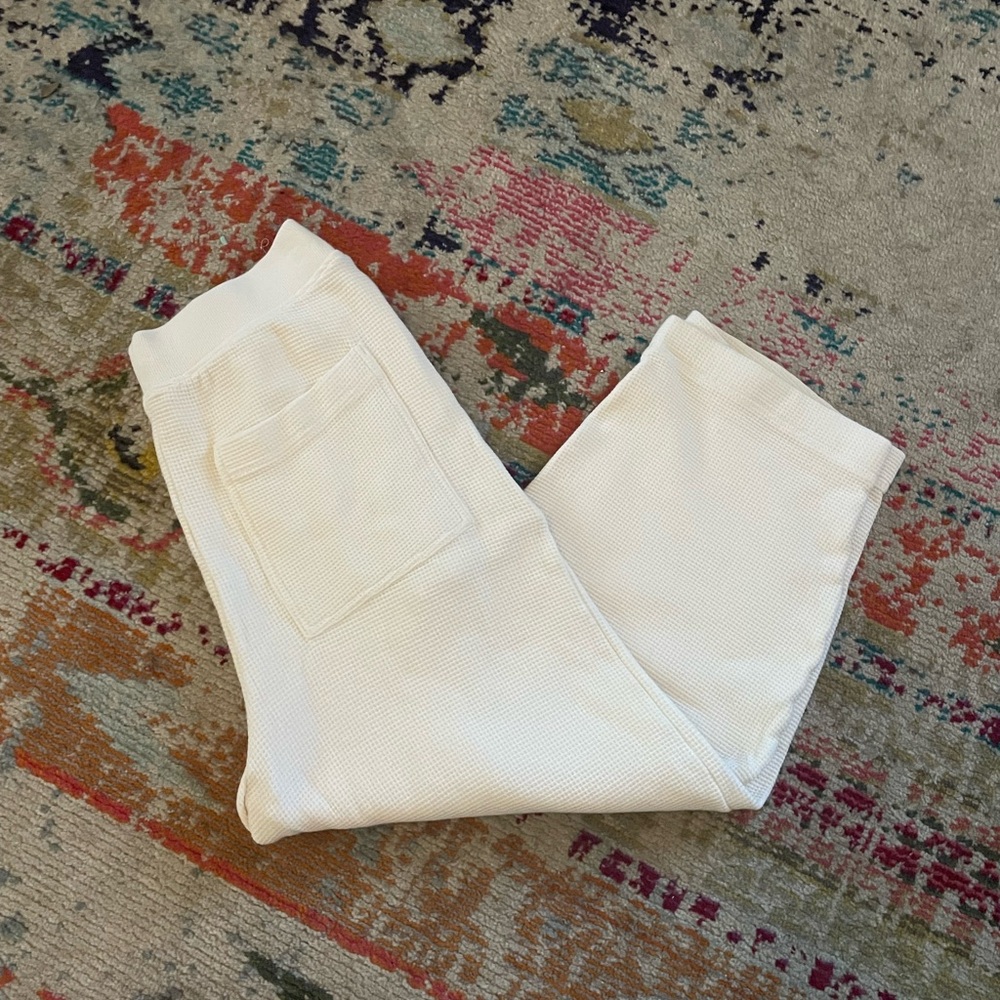 COS White Cropped Waffle Knit Pants